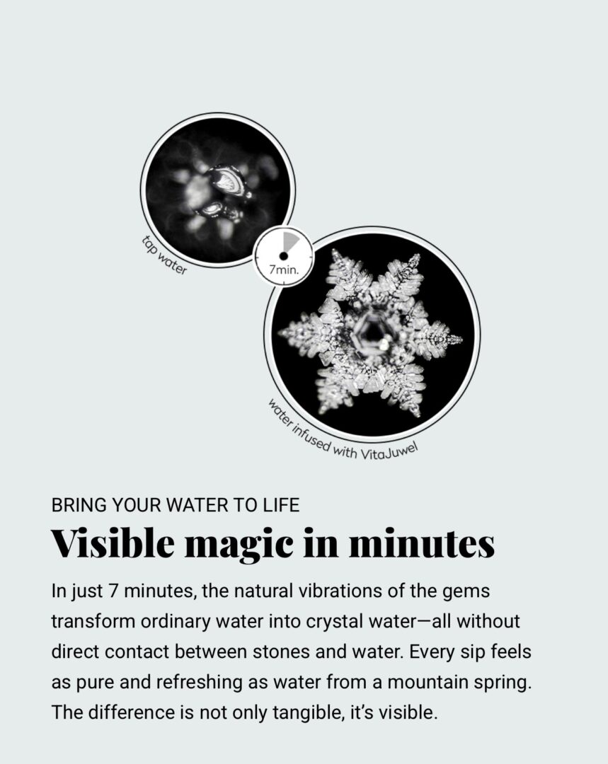 Close-up images of snowflakes magnified to reveal intricate crystalline structures.